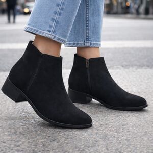 J Crew Black Side Zip Low Block Heel Ankle Boots Casual Everyday